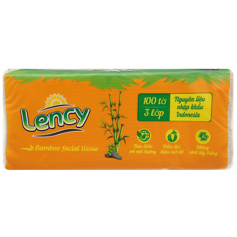 Gói 100 tờ khăn giấy lau mặt Lency không mùi 3 lớp 4