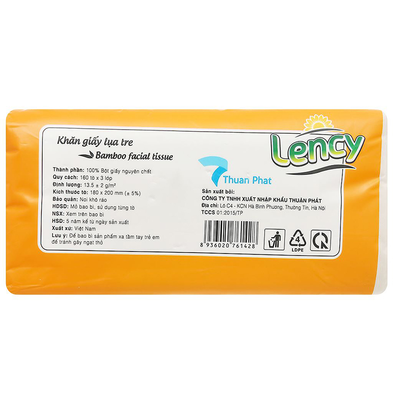 Gói 100 tờ khăn giấy lau mặt Lency không mùi 3 lớp 13