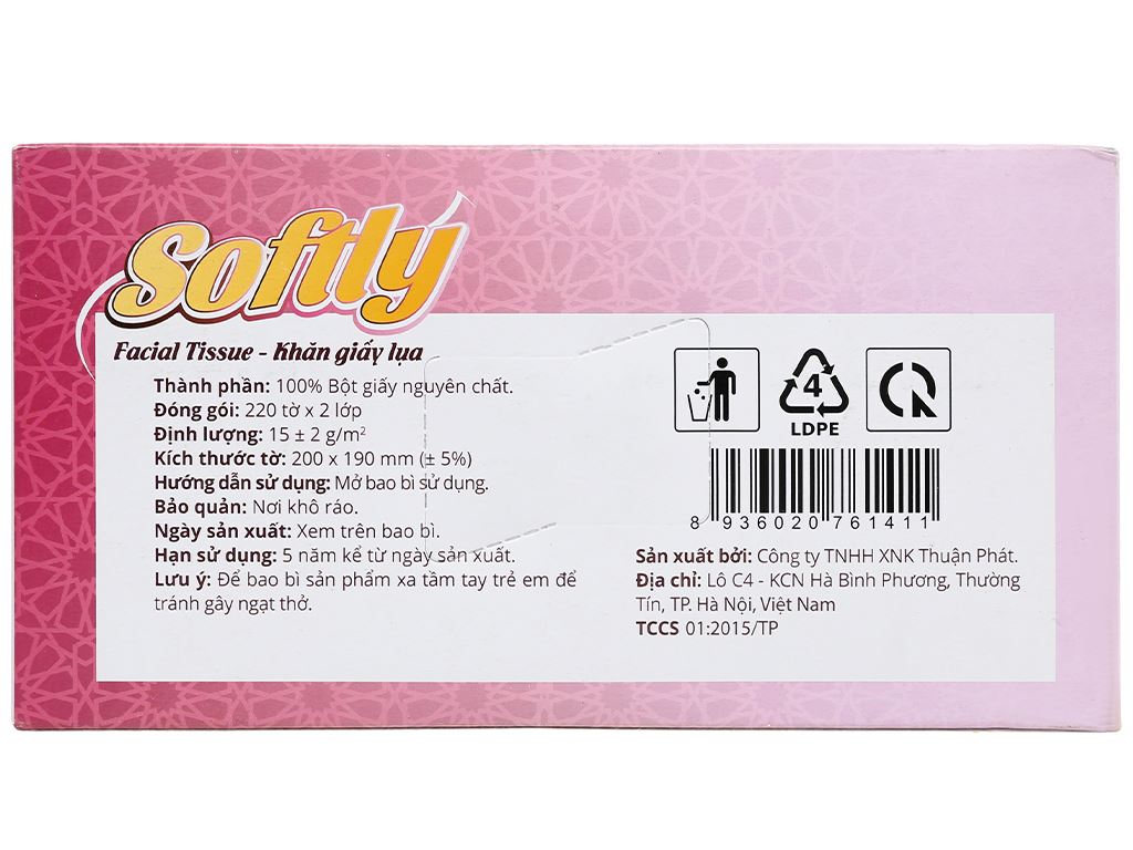 Khăn giấy lụa Softly 2 lớp 220 tờ 5