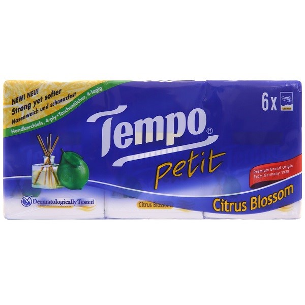 Lốc 6 gói khăn giấy bỏ túi Tempo hương chanh sả 4 lớp - AVAKids.com
