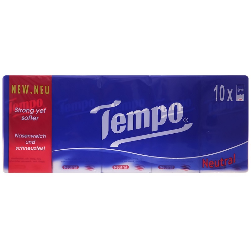 Lốc 10 gói khăn giấy bỏ túi Tempo không mùi 4 lớp (21cm x 21cm) - 1