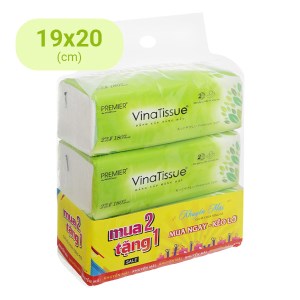 Khăn giấy lụa PREMIER 2 lớp 180 tờ lốc 2 tặng 1