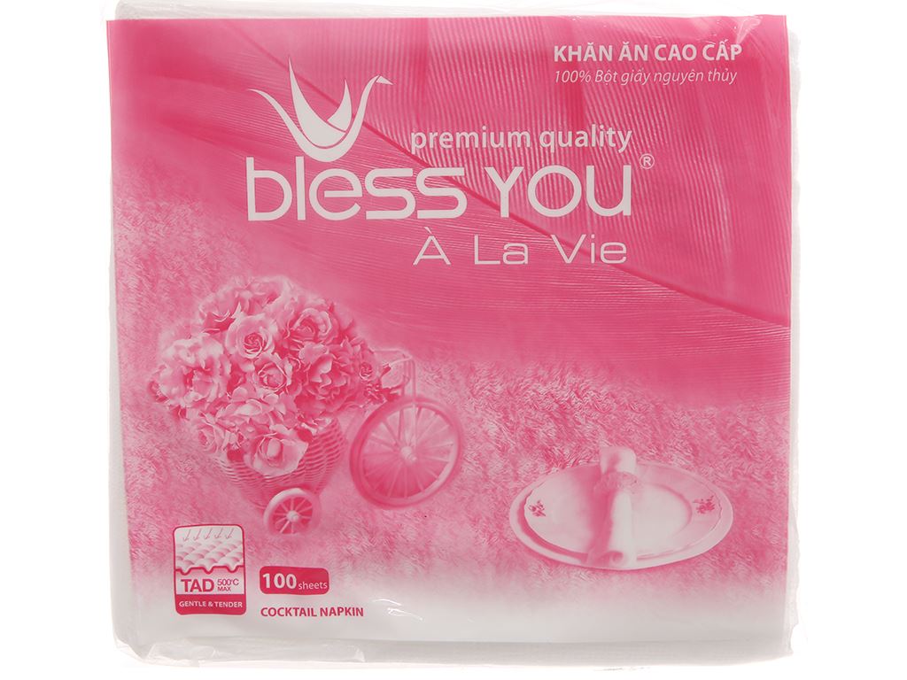 Khăn giấy ăn Bless You À La Vie 1 lớp 100 tờ 3