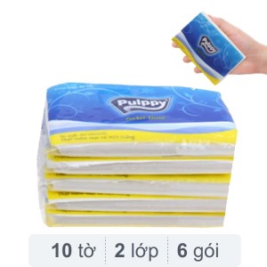 Lốc 6 gói khăn giấy bỏ túi Pulppy 2 lớp 10 tờ