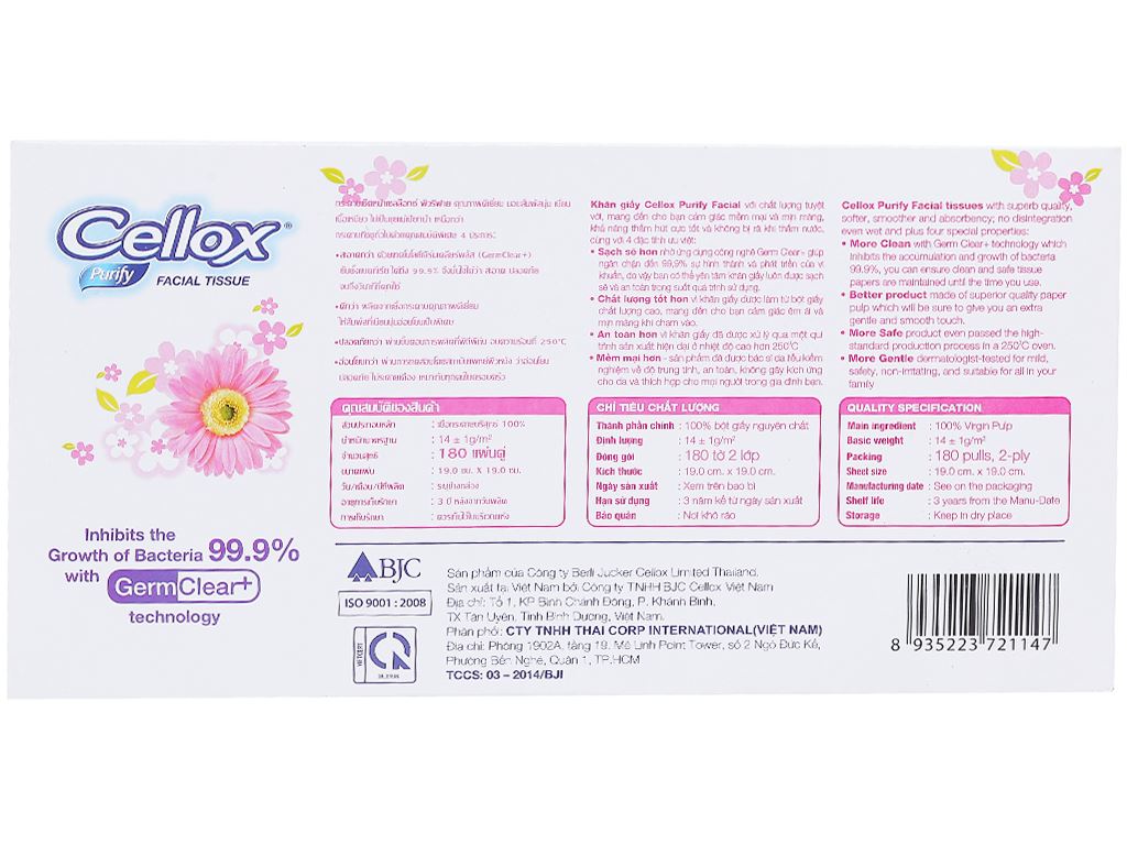 Khăn giấy Cellox Purify 2 lớp 180 tờ 4