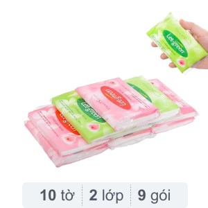 Lốc 9 gói khăn giấy bỏ túi Let-green 2 lớp 10 tờ