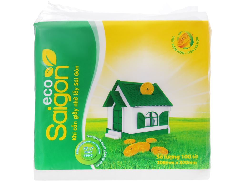 Khăn giấy ăn Saigon Eco 1 lớp gói 100 tờ 3