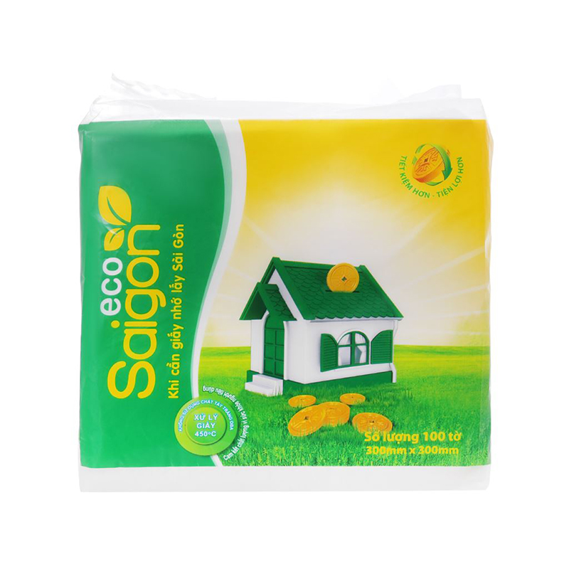 Gói 100 tờ khăn giấy ăn Saigon Eco không mùi 1 lớp - AVAKids.com