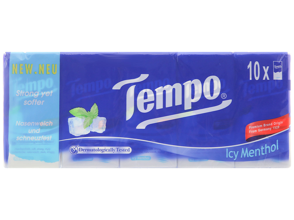 Lốc 10 gói khăn giấy ăn Tempo hương bạc hà 4 lớp 6