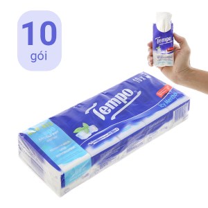 Lốc 10 gói khăn giấy bỏ túi Tempo hương bạc hà 4 lớp