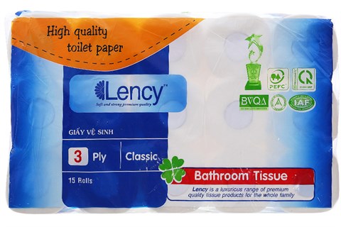 Giấy vệ sinh cao cấp Lency 15 cuộn