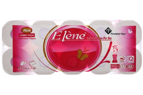 Giấy vệ sinh Elène hồng 10 cuộn x 3 lớp