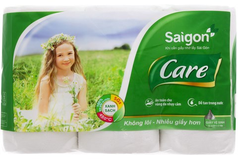 Giấy vệ sinh Sài gòn care không lõi lốc 12 cuộn-1