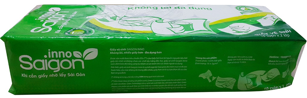 Giấy vệ sinh Sài Gòn Inno không lõi gói 10 cuộn