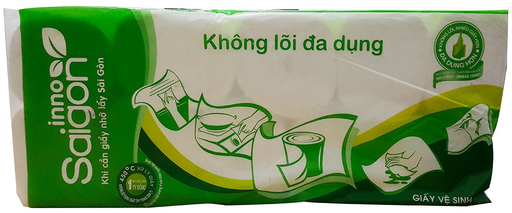 Giấy vệ sinh Sài Gòn Inno không lõi gói 10 cuộn