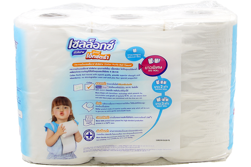 Giấy vệ sinh lụa Cellox gói 6 cuộn dài 2 lớp
