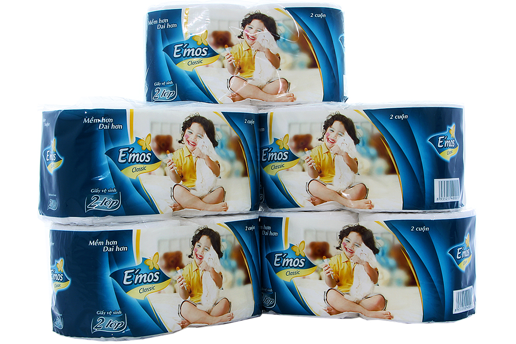 Giấy vệ sinh E'mos Classic Xanh gói 10 cuộn 2 lớp
