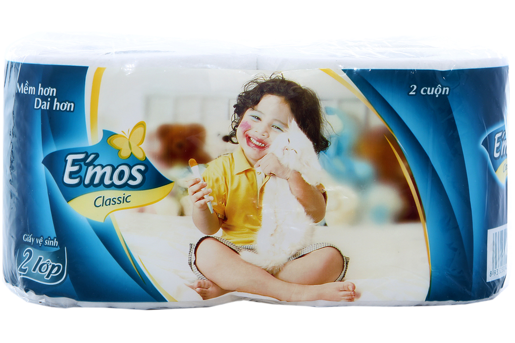Giấy vệ sinh E'mos Classic Xanh gói 10 cuộn 2 lớp
