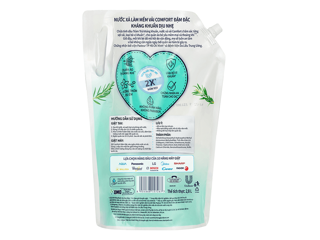 Nước xả cho bé Comfort kháng khuẩn dịu nhẹ túi 2.4 lít 7