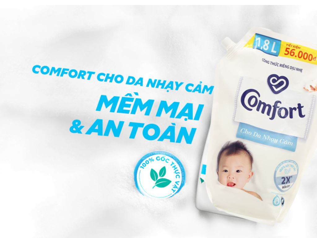 Nước xả cho bé Comfort với công thức riêng dịu nhẹ cho da nhạy cảm túi 1.8 lít 7