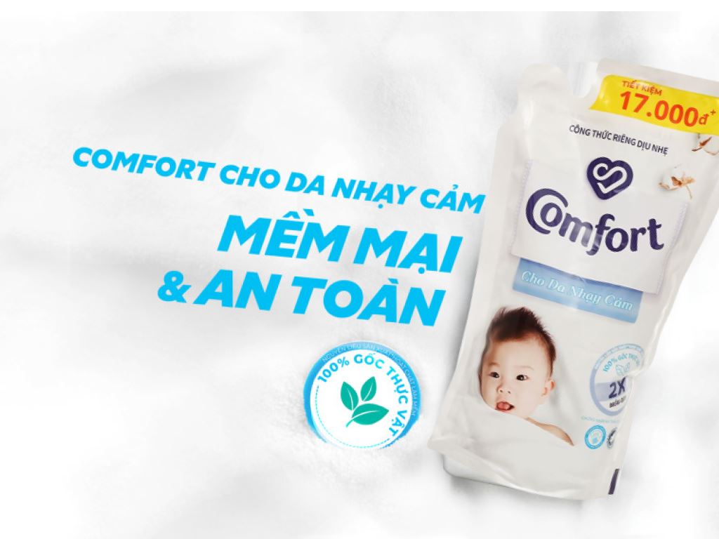 Nước xả cho bé Comfort với công thức riêng dịu nhẹ cho da nhạy cảm túi 800ml 3