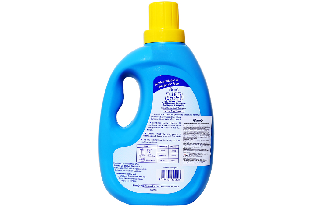 Nước giặt xả quần áo trẻ sơ sinh Pureen A-B-D chai 1l