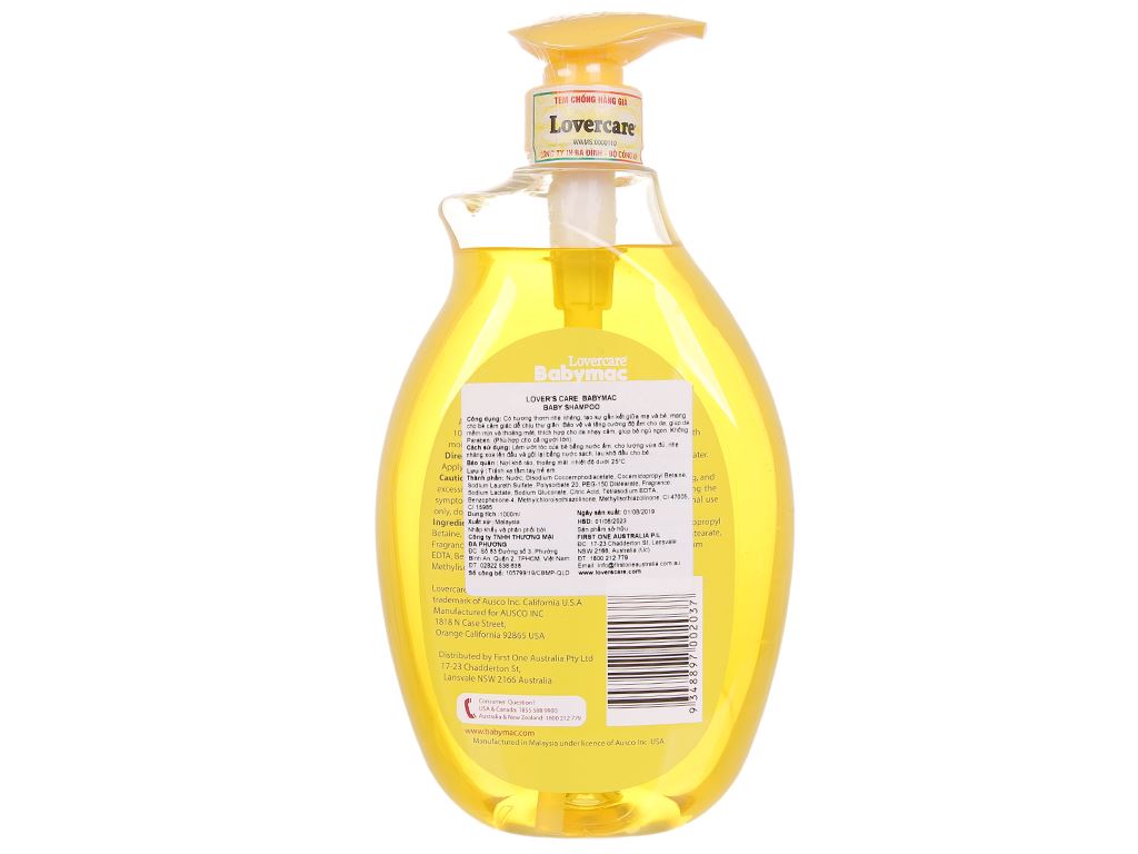Dầu gội cho bé Lovercare Babymac Baby Shampoo 1 lít 3