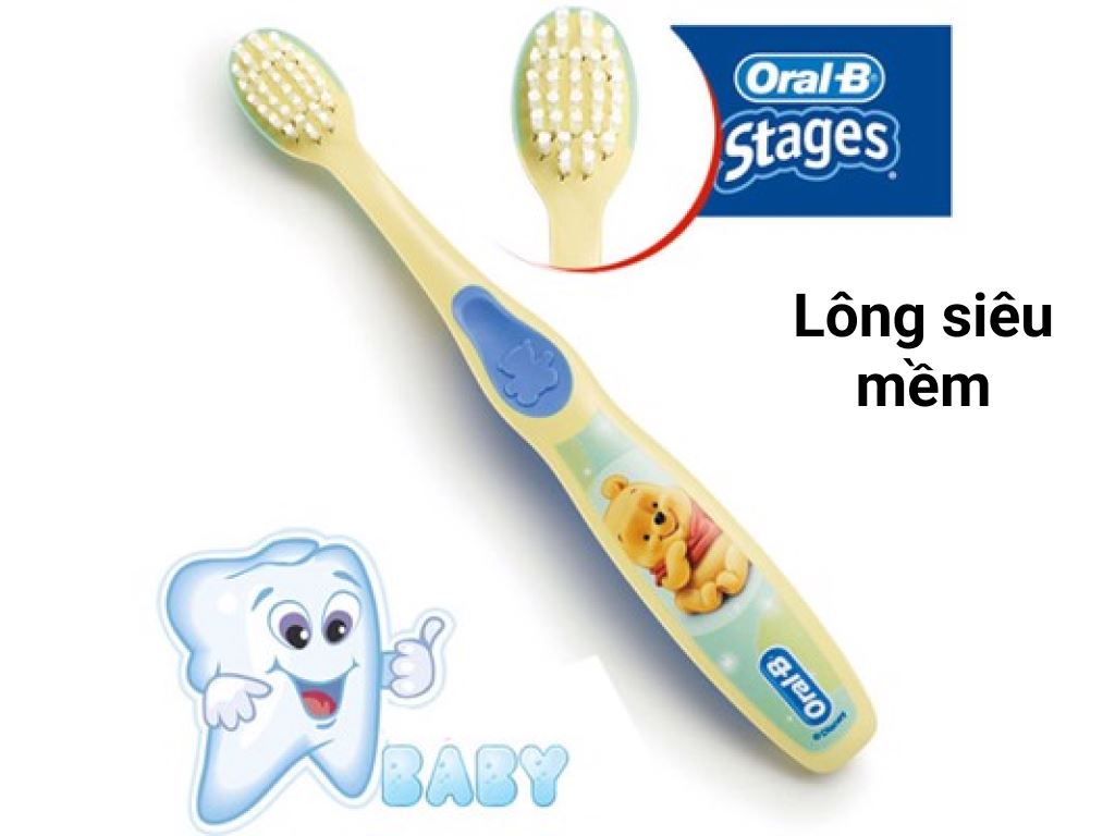 Bàn chải đánh răng cho bé 0.4 - 2 tuổi Oral-B Stages 1 lông mềm vỉ 1 2