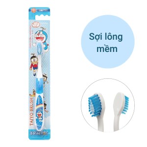 Bàn chải cho bé 6 - 12 tuổi Taiyo Doraemon Blue lông mềm (giao màu ngẫu nhiên)