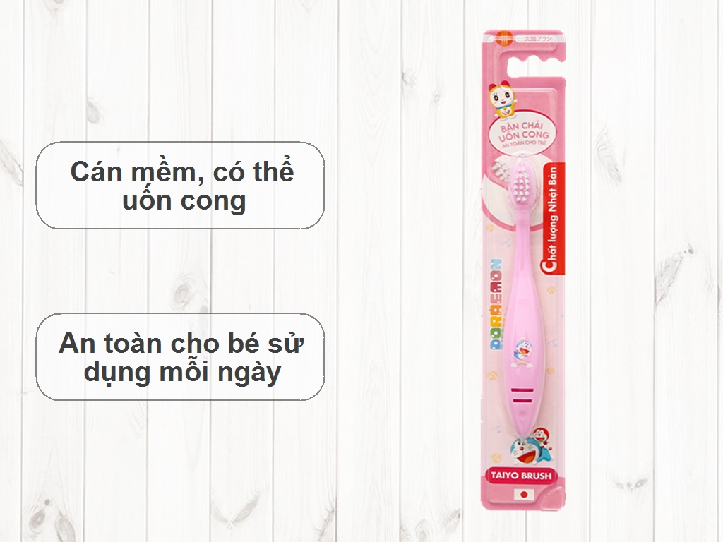 Bàn chải cho bé Taiyo Doraemon Baby Pink lông mềm (dưới 5 tuổi) - Màu hồng 2