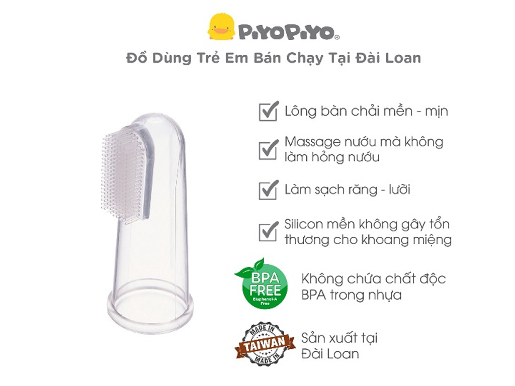 Bàn chải rơ lưỡi cho bé trên 6 tháng Piyo Piyo silicone 2