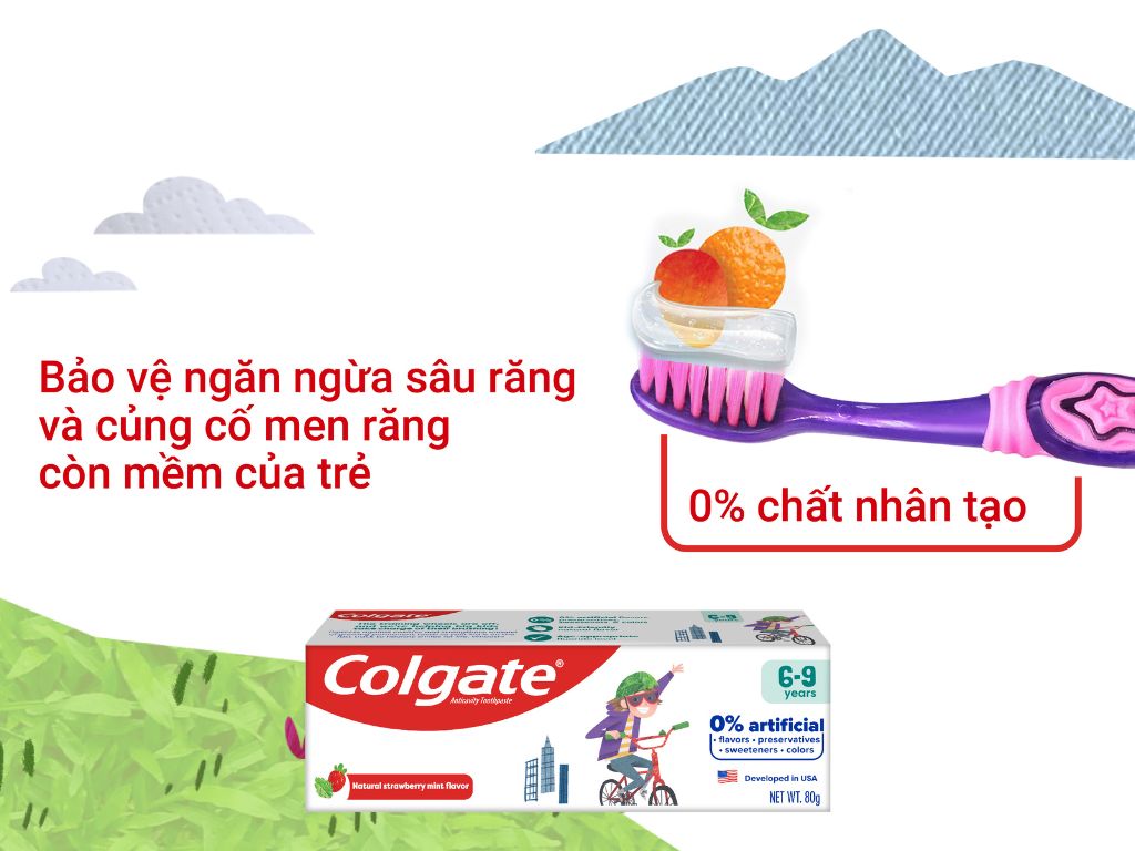 Kem đánh răng cho bé từ 6 - 9 tuổi Colgate hương dâu bạc hà 80g 1
