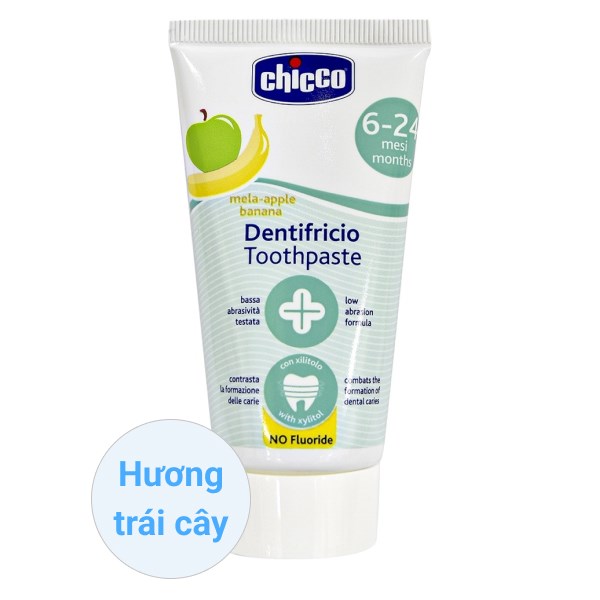 Kem Đánh Răng Cho Bé 6 - 24 Tháng Chicco Hương Chuối Và Táo 50 Ml