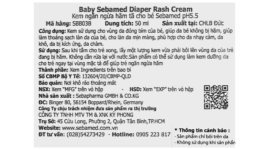 Kem Sebamed ngừa hăm tã, bão vệ da cho bé