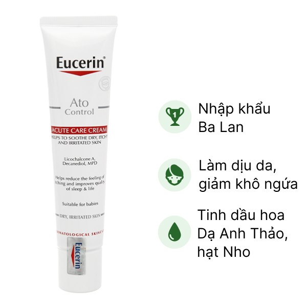 Kem Eucerin Ato Control làm dịu da, giảm khô ngứa tuýp 40ml