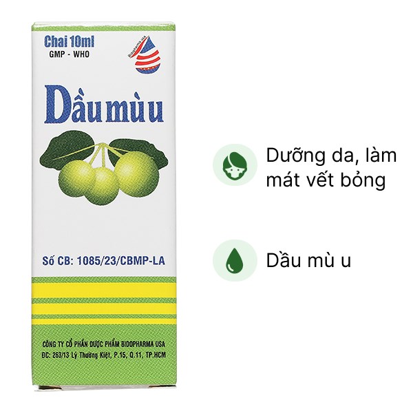 Dầu mù u Bidopharma dưỡng da, làm dịu da, làm mát vết bỏng chai 10ml