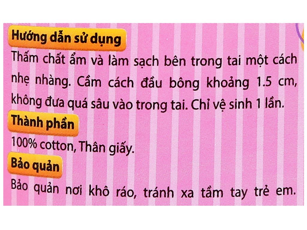 Bông ráy tai thân giấy Lovely đầu tròn hộp 200 cây 10