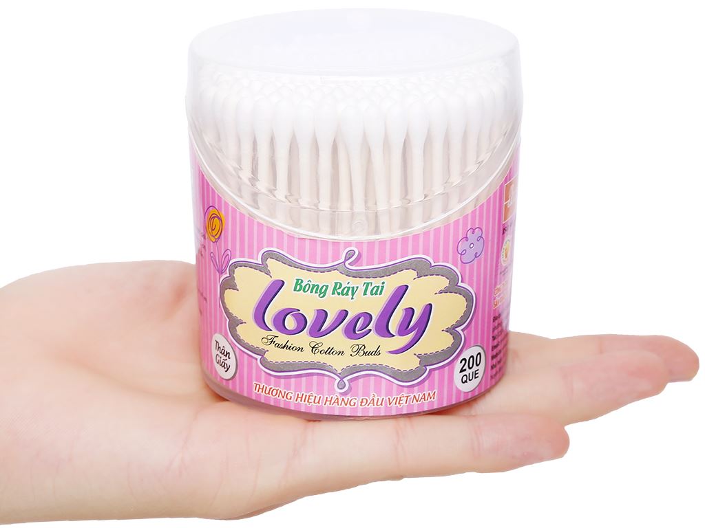 Bông ráy tai thân giấy Lovely đầu tròn hộp 200 cây 11