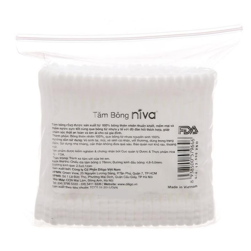 Tăm bông thân nhựa Niva AZ3 đầu tròn và đầu xoắn gói 200 cây 2