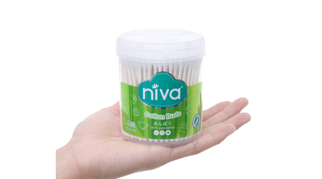 Tăm bông ráy tai Niva AJ2 thân giấy đầu tròn và xoắn hũ 200 que - 08/ ...