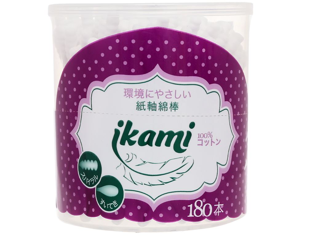 Tăm bông thân giấy Ikami 1 đầu xoắn, 1 đầu hình giọt nước hộp 180 cây 1