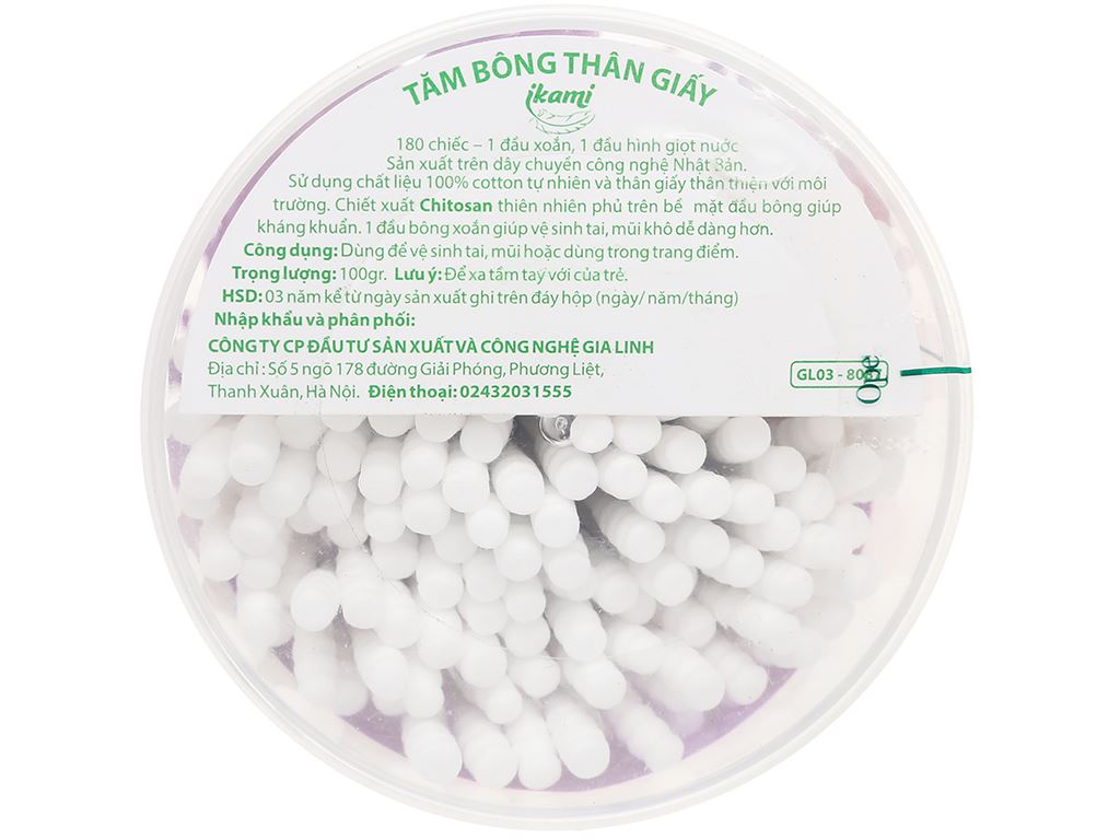 Tăm bông thân giấy Ikami 1 đầu xoắn, 1 đầu hình giọt nước hộp 180 cây 3