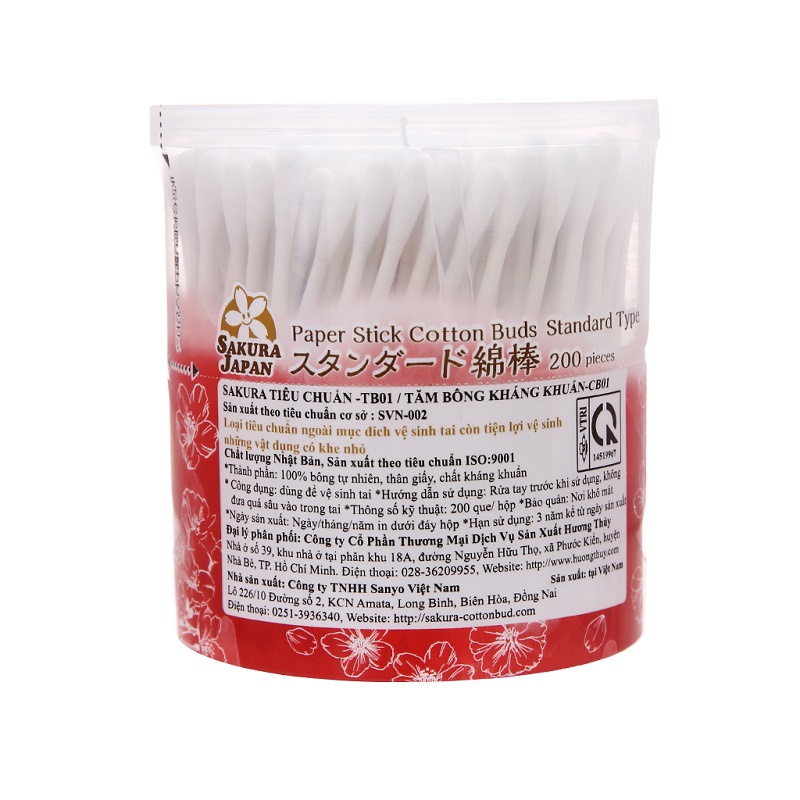 Tăm bông thân giấy kháng khuẩn Sakura TB01