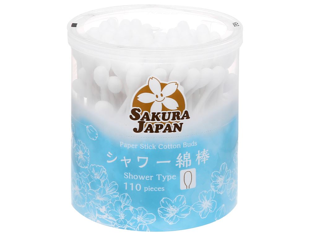 Tăm bông kháng khuẩn SAKURA tiêu chuẩn tb10 hộp 110 cây 1