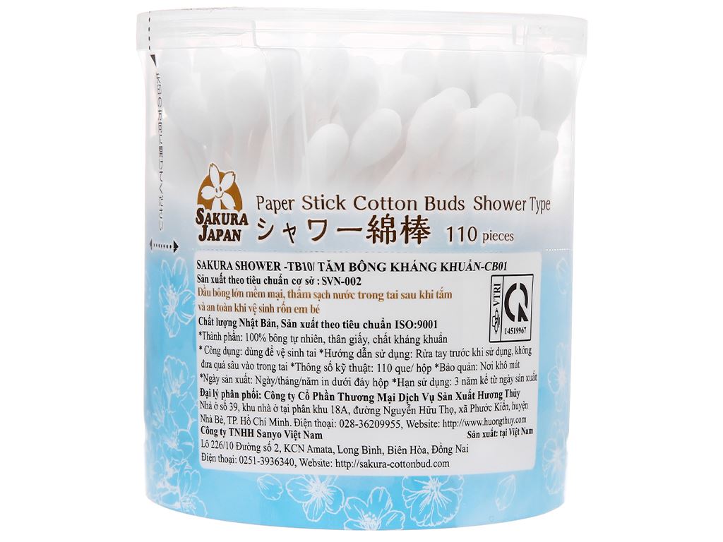 Tăm bông kháng khuẩn SAKURA tiêu chuẩn tb10 hộp 110 cây 3