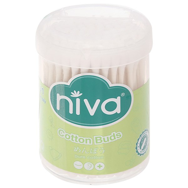Tăm bông Niva AJ1 thân giấy đầu tròn và xoắn hũ 100 que