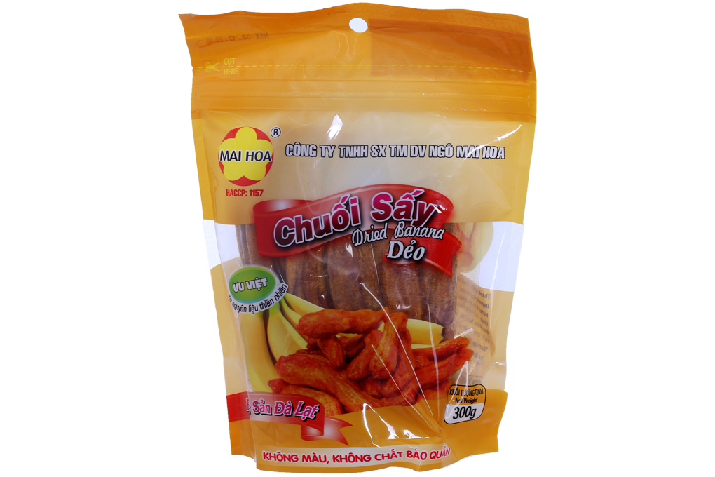 Chuối sấy dẻo Mai Hoa gói 300 gam