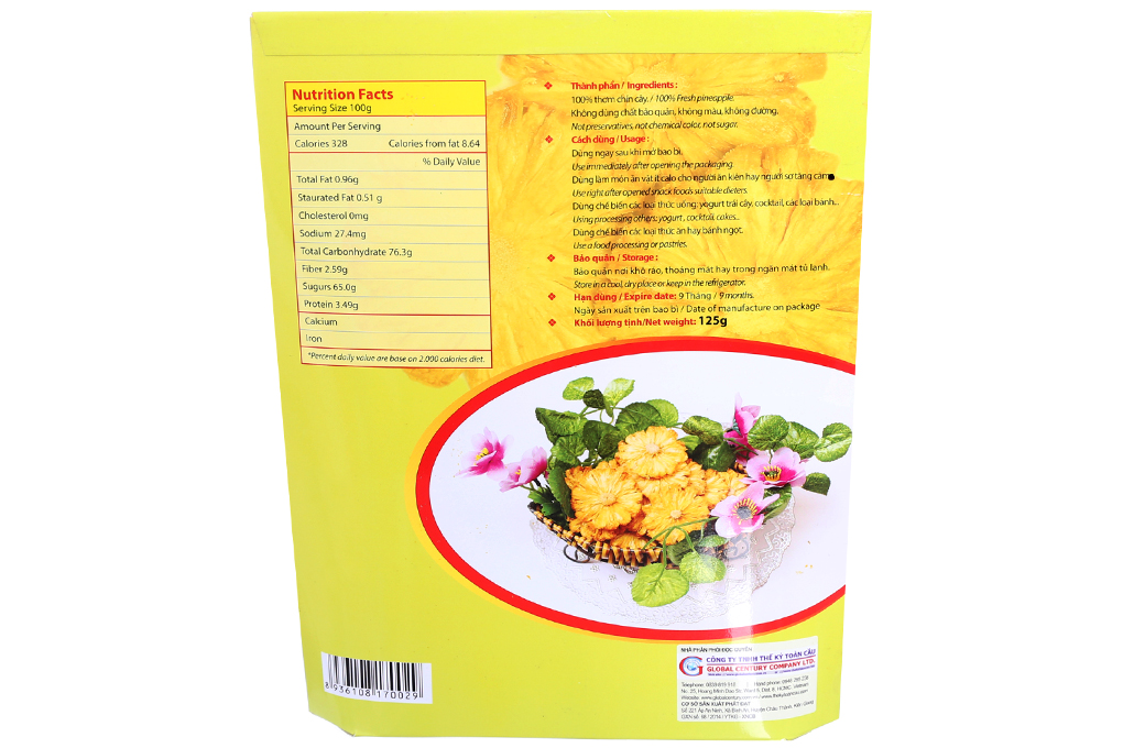 Khóm khô dẻo Global Century gói 125g