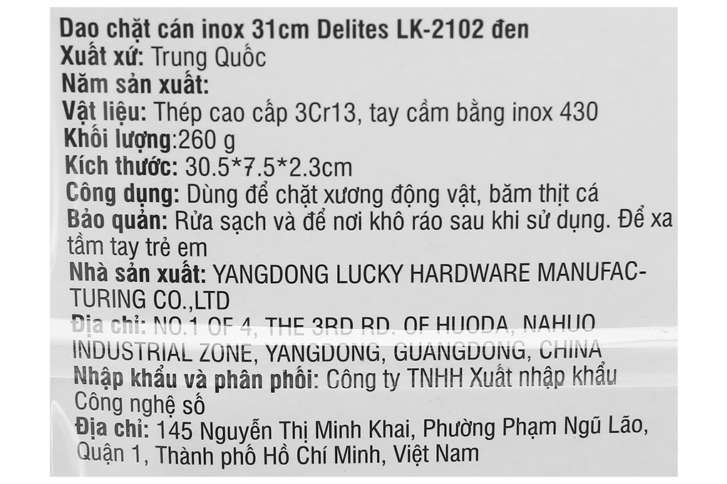 Dao chặt thép Delites LK-2102