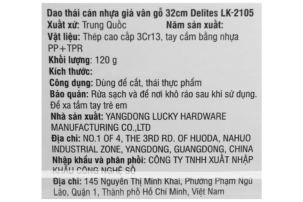 Dao thái inox Delites LK-2105 Màu Nâu